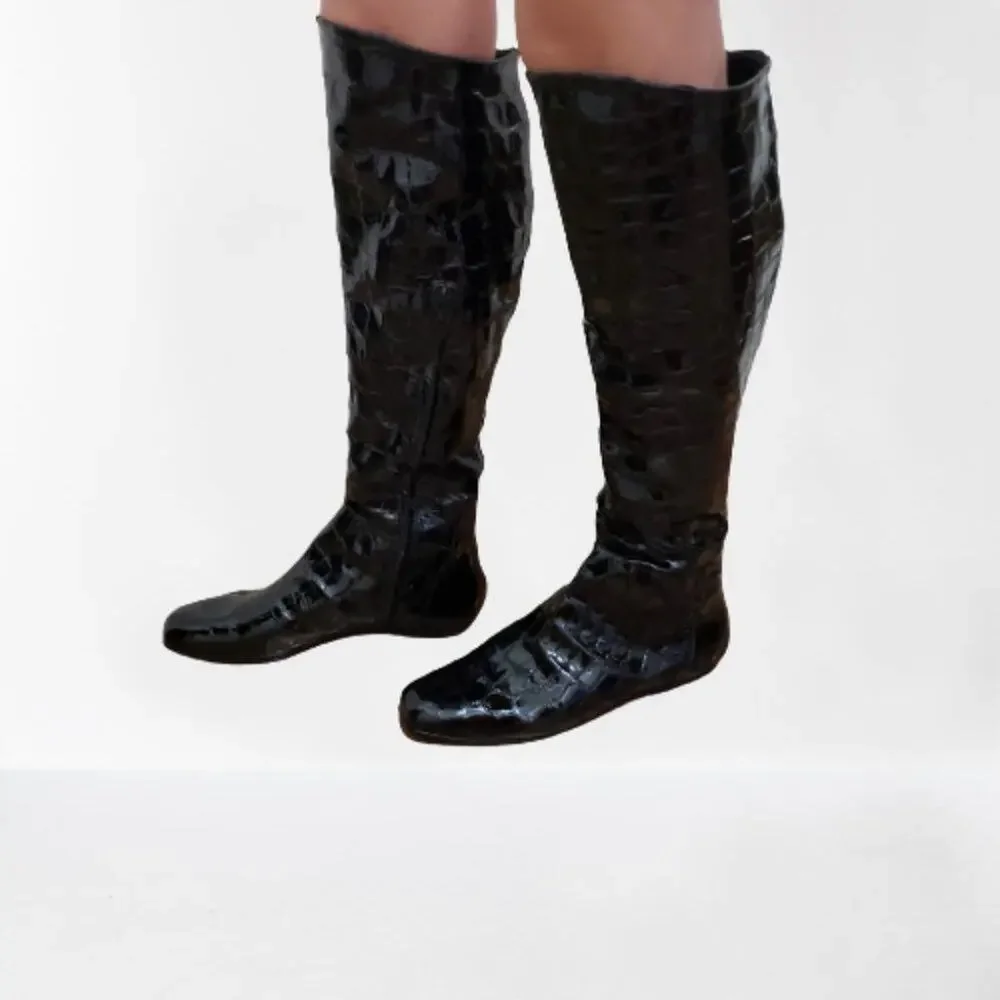 Charles Nolan New York Croc Embossed Boots 8.5
